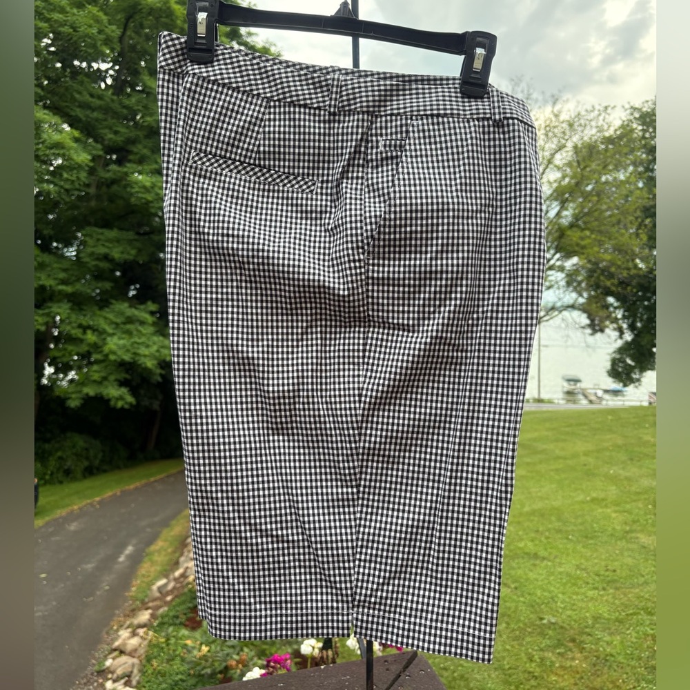 Talbots Dressy Black and White Gingham Check Bermuda Shorts Work Sz 16 - Picture 2 of 7